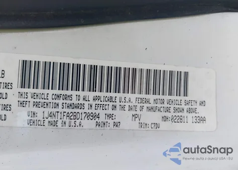 2011 Jeep Compass из США, поврежденный, VIN 1J4NT1FA2BD170904